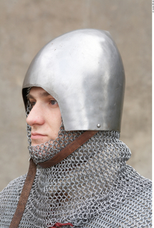 Photos Medieval Knight in mail armor 3 army head helmet…